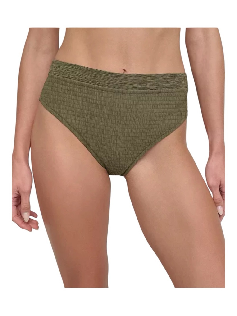 DKNY High-Waist Bikini Bottoms in Moss Texture NWT